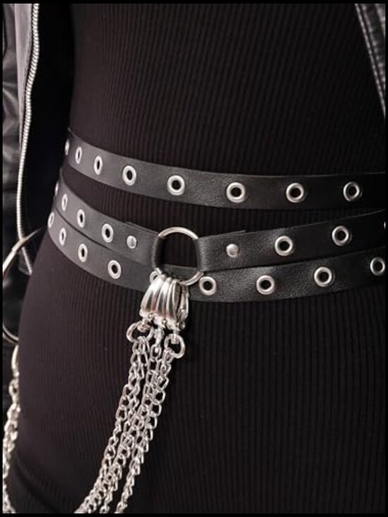 Adjustable Gothic Punk Chain Waist Belt with Buckle Closure main image 4
